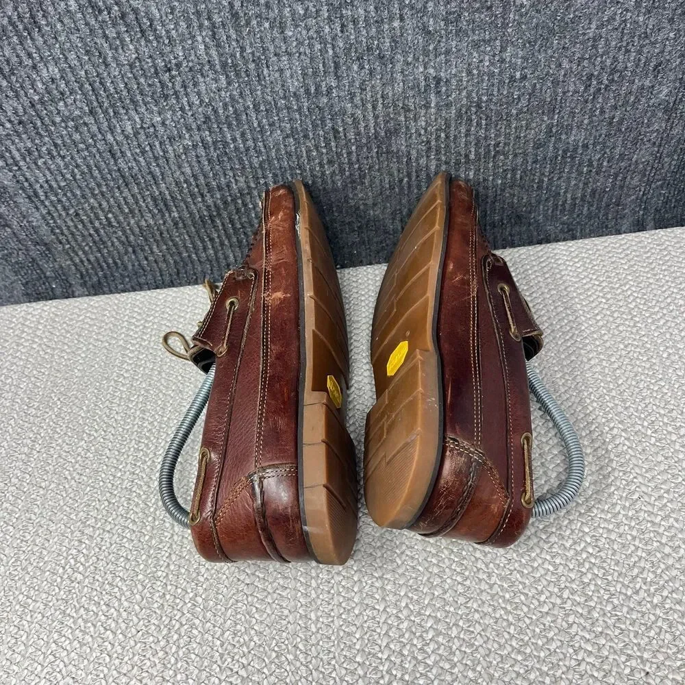 Vintage Gokey Handmade Leather Boat Shoes Brown Vibram Deck Loafer Mens 9 US